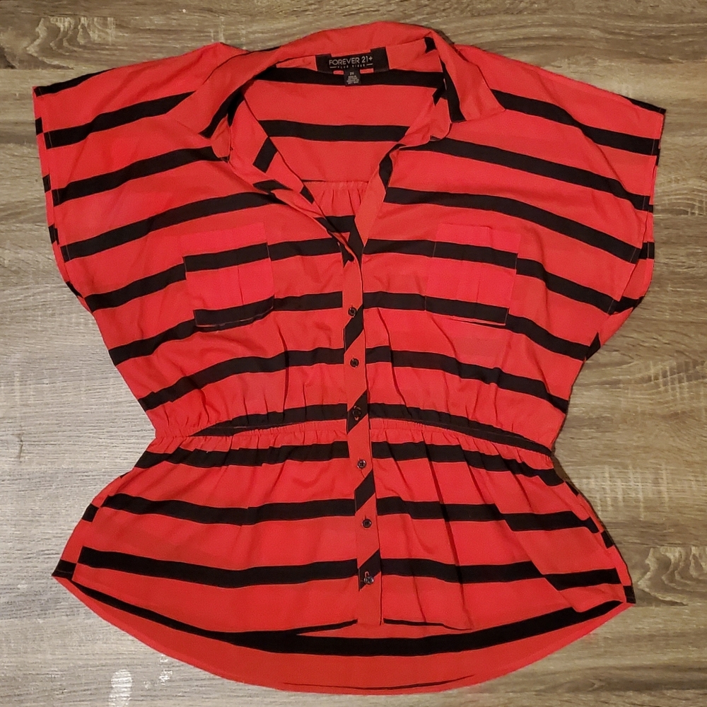 Red/Black Stripe Button Down